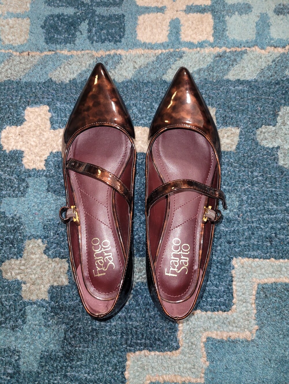 Franco Sarto Nalin Maryjane Flat, Patent Leather Tortoise Shell